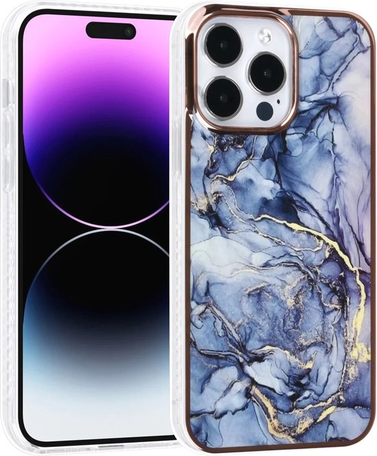 iPhone 14 Pro Max Hoesjes – TPU Backcover – Marmer Design – Grijs-Ilumina Benelux