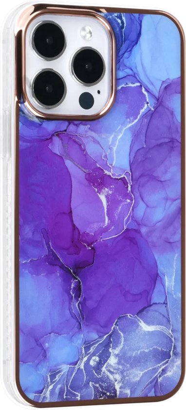 iPhone 14 Pro Max Hoesjes – TPU Backcover – Marmer Design – Paars-Ilumina Benelux