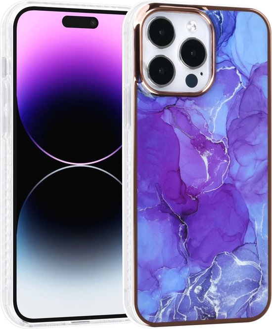 iPhone 14 Pro Max Hoesjes – TPU Backcover – Marmer Design – Paars-Ilumina Benelux