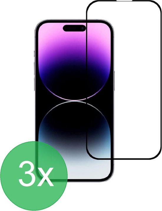 iPhone 14 Pro Screenprotector Full Cover Screenprotector Gehard 9H – 3-Pack-Ilumina Benelux