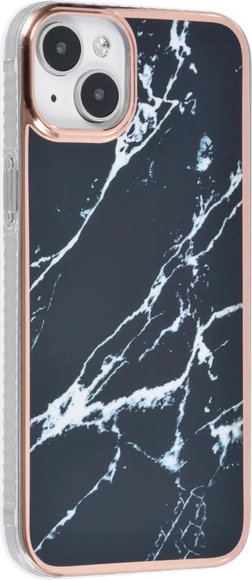 iPhone 15 Hoesjes – TPU Backcover – Marmer Design – Slank & Flexibel – Zwart-Ilumina Benelux