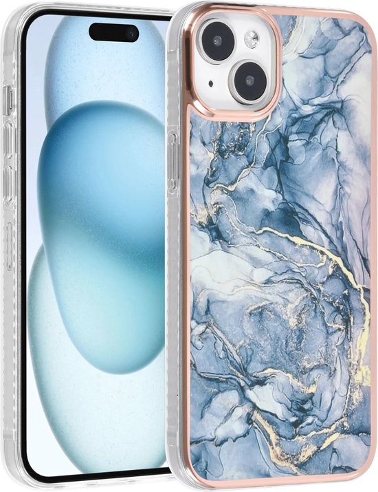 iPhone 15 Plus Hoesjes – TPU Backcover – Marmer Design – Grijs-Ilumina Benelux