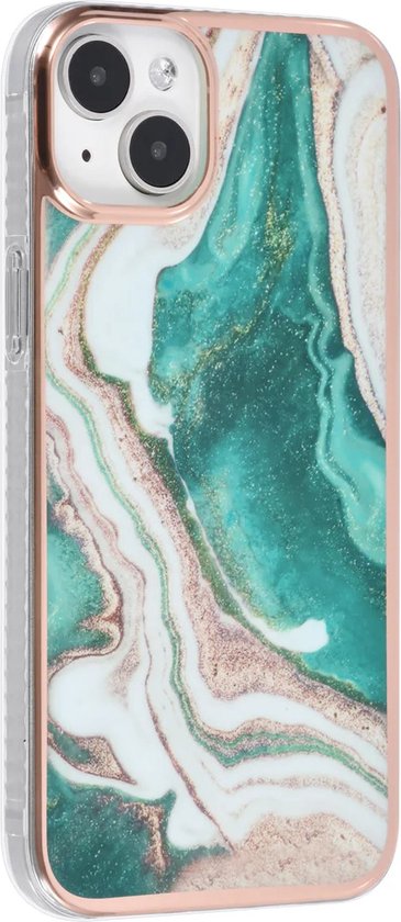 iPhone 15 Plus Hoesjes – TPU Backcover – Marmer Design – Groen-Ilumina Benelux