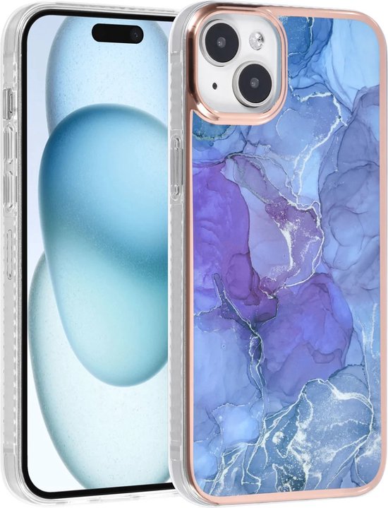 iPhone 15 Plus Hoesjes – TPU Backcover – Marmer Design – Paars-Ilumina Benelux