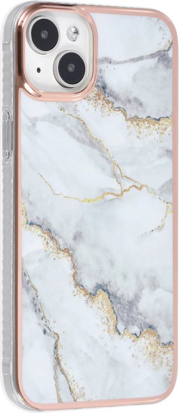 iPhone 15 Plus Hoesjes – TPU Backcover – Marmer Design – Wit-Ilumina Benelux