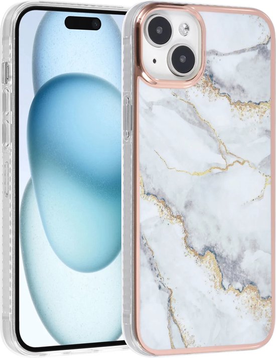 iPhone 15 Plus Hoesjes – TPU Backcover – Marmer Design – Wit-Ilumina Benelux