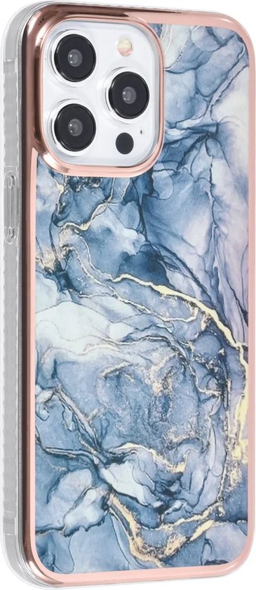 iPhone 15 Pro Hoesjes – TPU Backcover – Marmer Design – Grijs-Ilumina Benelux