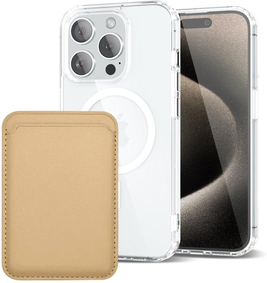 iPhone 15 Pro Max Hoesjes – Anti-Shock Backcover met MagSafe – Magnetische Pasjeshouder – Goud-Ilumina Benelux