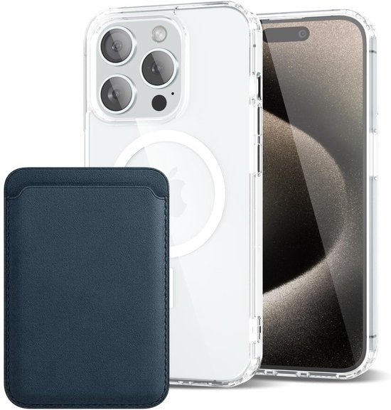 iPhone 15 Pro Max Hoesjes – Anti-Shock Backcover met MagSafe – Magnetische Pasjeshouder – GroenBlauw-Ilumina Benelux