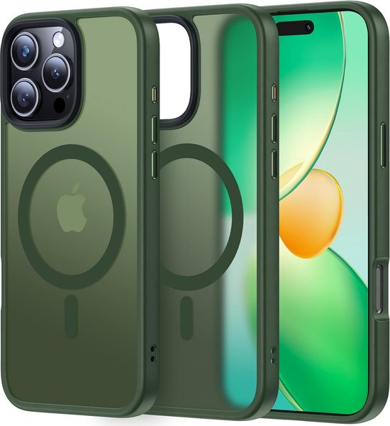 iPhone 15 Pro Max Hoesjes – MagSafe Backcover – Magnetische Ring – Groen-Ilumina Benelux