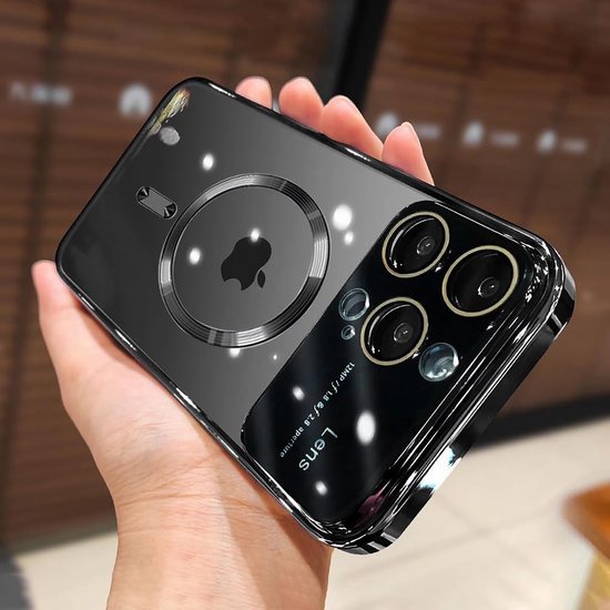 iPhone 15 Pro Max Hoesjes – MagSafe Backcover met Camera Cover – Schokbestendig – Zwart-Ilumina Benelux