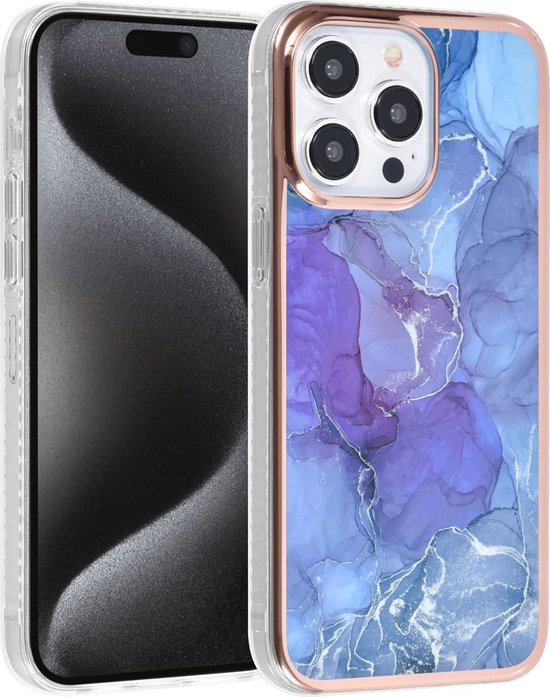 iPhone 15 Pro Max Hoesjes – TPU Backcover – Marble Design – Paars-Ilumina Benelux