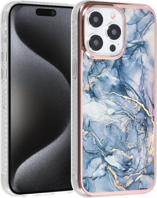 iPhone 15 Pro Max Hoesjes – TPU Backcover – Marmer Design – Grijs-Ilumina Benelux