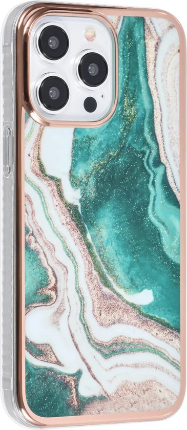 iPhone 15 Pro Max Hoesjes – TPU Backcover – Marmer Design – Groen-Ilumina Benelux