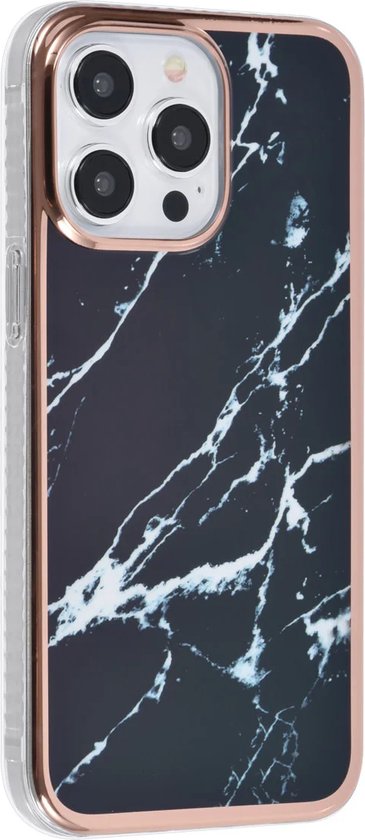 iPhone 15 Pro Max Hoesjes – TPU Backcover – Marmer Design – Zwart-Ilumina Benelux