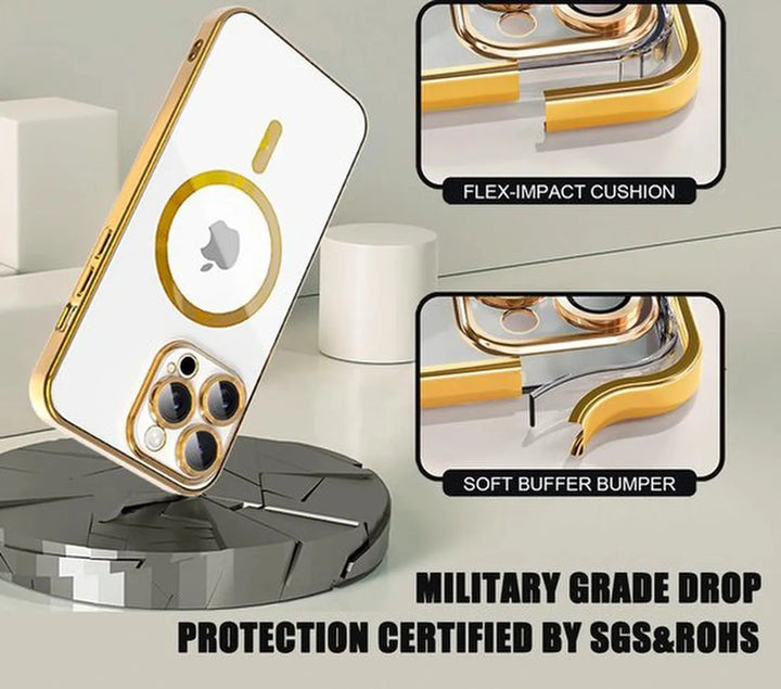 iPhone 16 Hoesjes – Backcover – Camera Lens Protector + Screenprotector – MagSafe Compatibel – Goud-Ilumina Benelux
