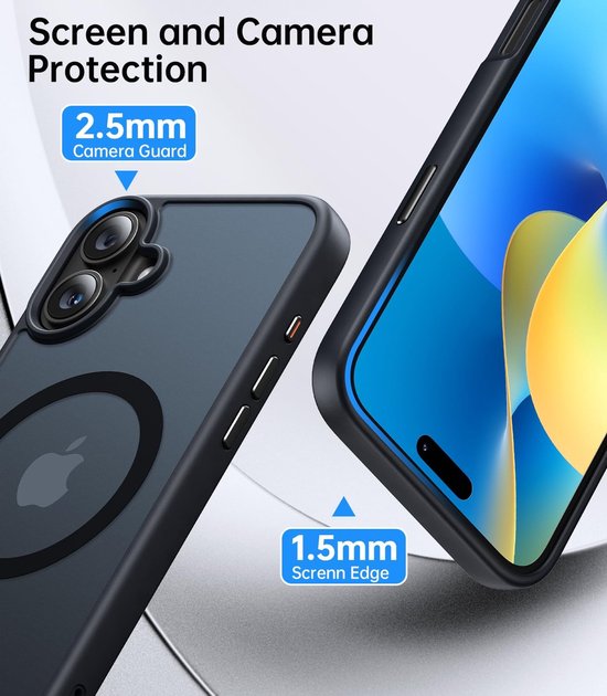 iPhone 16 Hoesjes – MagSafe Backcover – Magnetische Ring – Zwart-Ilumina Benelux
