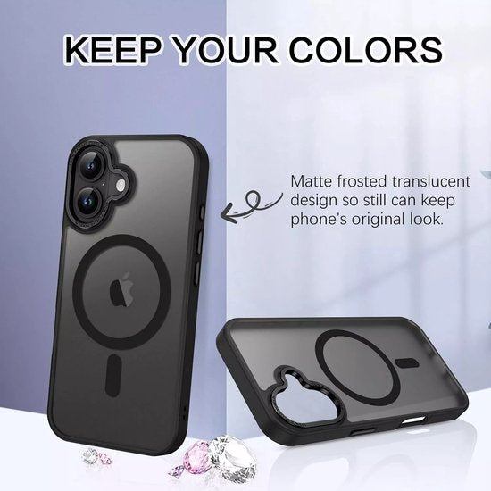 iPhone 16 Hoesjes – Matte Backcover MagSafe Compatibel – Schokbestendig – Zwart-Ilumina Benelux