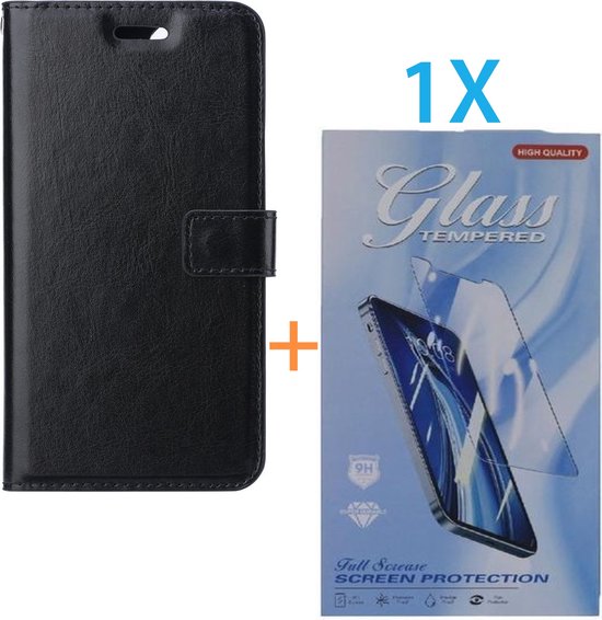 iPhone 16 Hoesjes – Portemonnee Hoes – Pasjeshouder – 1x Screenprotector Gehard Glas – Zwart-Ilumina Benelux