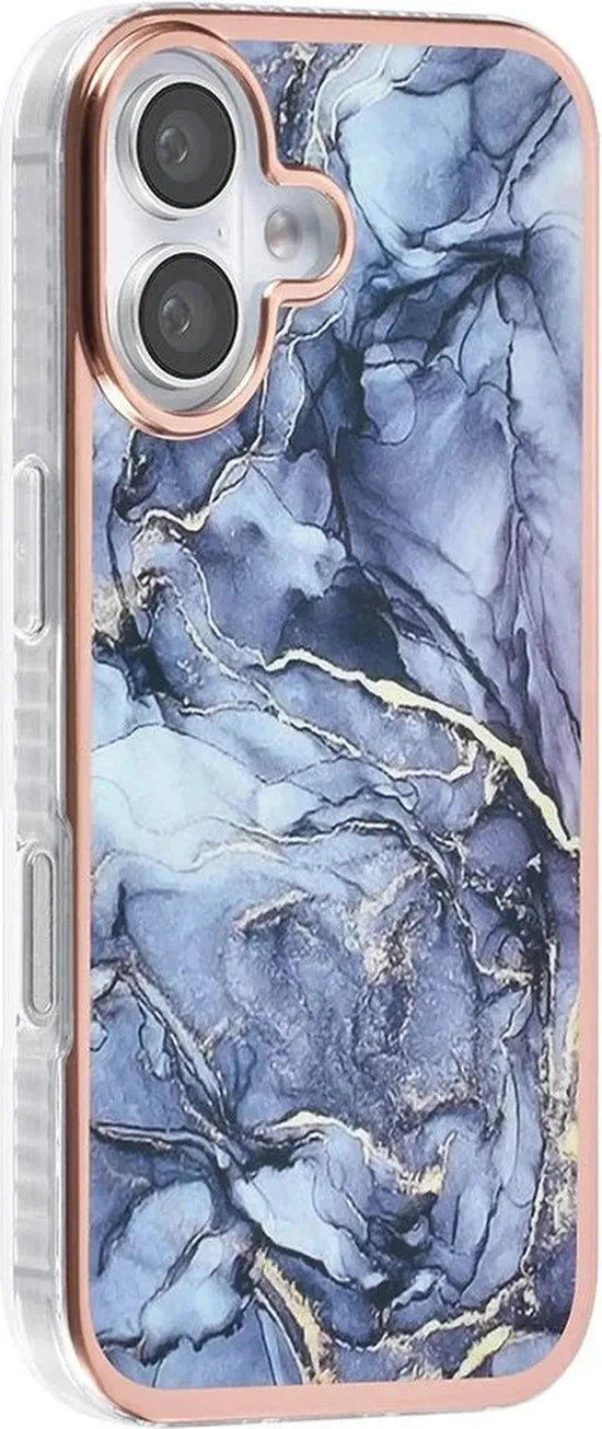 iPhone 16 Hoesjes – TPU Backcover – Marble Print – Grijs-Ilumina Benelux