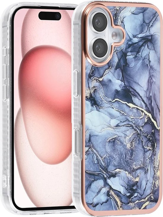 iPhone 16 Hoesjes – TPU Backcover – Marble Print – Grijs-Ilumina Benelux