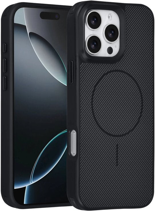 iPhone 16 Pro Hoesjes – Carbon Fiber Backcover – Schokbestendig – Zwart-Ilumina Benelux