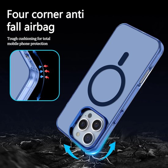 iPhone 16 Pro Hoesjes – Magnetische Backcover – MagSafe Compatibel – Slank & Schokbestendig – Blauw-Ilumina Benelux