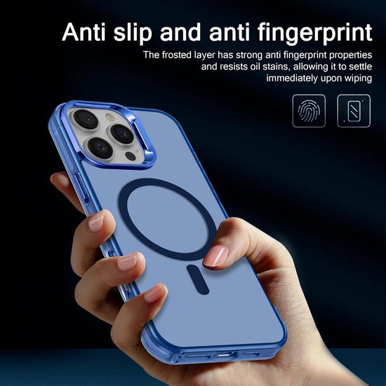 iPhone 16 Pro Hoesjes – Magnetische Backcover – MagSafe Compatibel – Slank & Schokbestendig – Blauw-Ilumina Benelux