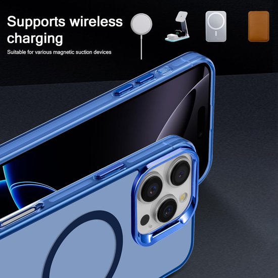 iPhone 16 Pro Hoesjes – Magnetische Backcover – MagSafe Compatibel – Slank & Schokbestendig – Blauw-Ilumina Benelux