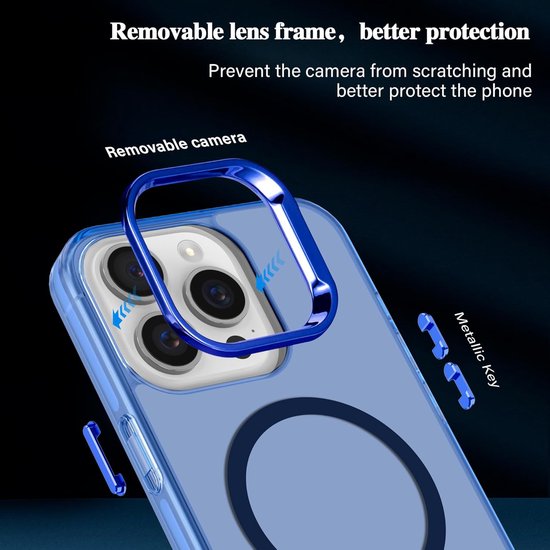iPhone 16 Pro Hoesjes – Magnetische Backcover – MagSafe Compatibel – Slank & Schokbestendig – Blauw-Ilumina Benelux