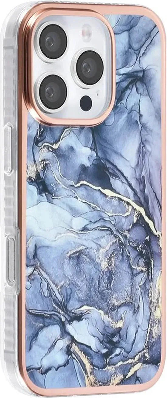 iPhone 16 Pro Hoesjes – TPU Backcover – Marmer Print – Grijs-Ilumina Benelux