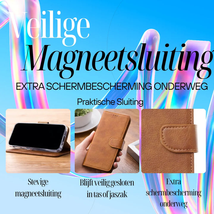 iPhone 17 Pro Max Hoesjes – Bookcase Portemonnee Hoes – Magneetsluiting – Inclusief Screenprotector – Lichtbruin-Ilumina Benelux