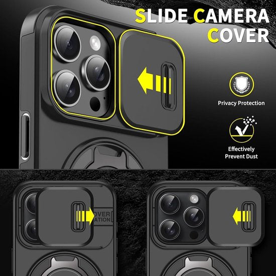 iPhone 16 Pro Max Hoesjes – MagSafe Hybrid Backcover – Ingebouwde Camera Cover – Armor Tough – Blauw-Ilumina Benelux