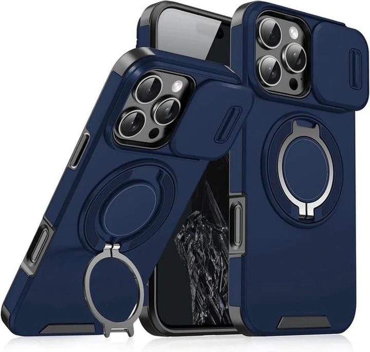 iPhone 16 Pro Max Hoesjes – MagSafe Hybrid Backcover – Ingebouwde Camera Cover – Armor Tough – Blauw-Ilumina Benelux