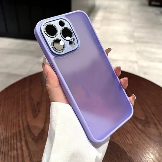 iPhone 16 Pro Max Hoesjes – Transparante Siliconen Backcover – Camera Bescherming – Bumper – Lila-Ilumina Benelux