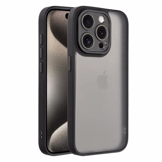 iPhone 16 Pro Max Hoesjes – Transparante Siliconen Backcover – Camera Bescherming – Zwart-Ilumina Benelux