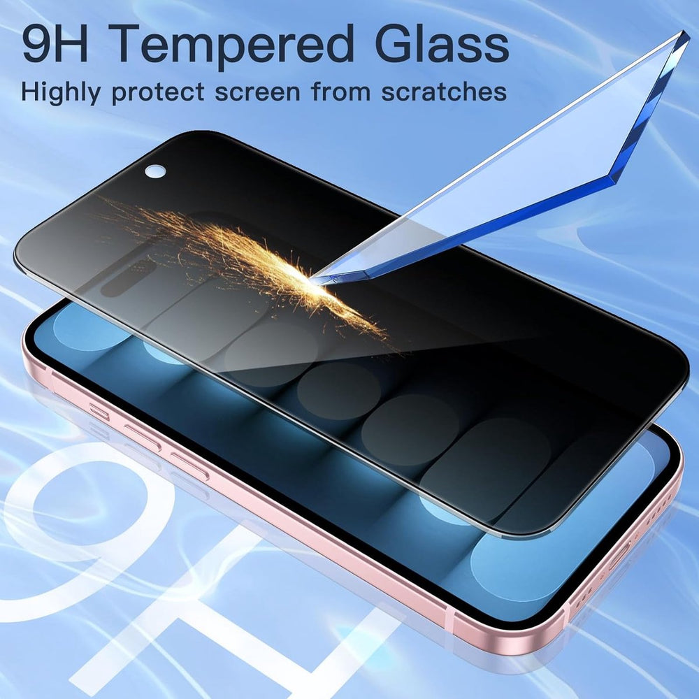 iPhone 16 Pro Screenprotector Full Cover Privacy Glas Gehard 9H – 4-Pack-Ilumina Benelux