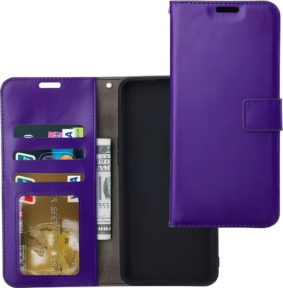 iPhone 16E Hoesjes – Portemonnee Bookcase – Pasjeshouder – Magneetsluiting – Paars-Ilumina Benelux