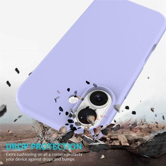 iPhone 17 Hoesjes – Liquid Siliconen Backcover – Soft Touch – Inclusief 2x Screenprotector – Lila-Ilumina Benelux