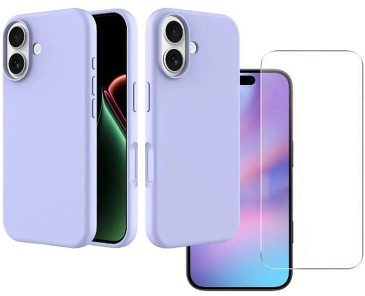 iPhone 17 Hoesjes – Liquid Siliconen Backcover – Soft Touch – Inclusief 2x Screenprotector – Lila-Ilumina Benelux