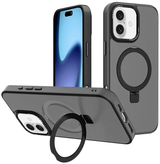 iPhone 17 Hoesjes – MagSafe Backcover met Standaard – Schokbestendig – 2x Screenprotector – Zwart-Ilumina Benelux