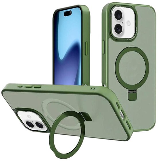 iPhone 17 Hoesjes – MagSafe Backcover met Standaard – Schokbestendig – Inclusief 2x Screenprotector – Groen-Ilumina Benelux