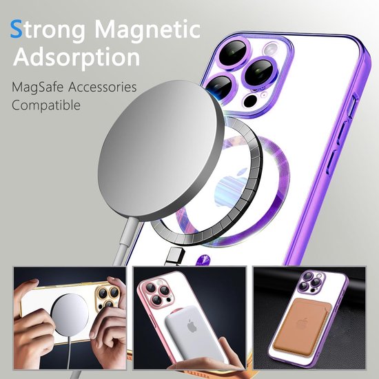 iPhone 17 Pro Hoesjes – Backcover – Camera Lens Protector + Screenprotector – MagSafe Compatibel – Paars-Ilumina Benelux
