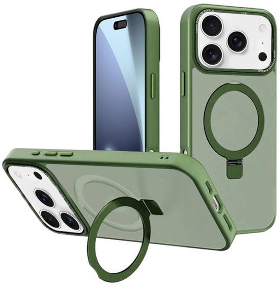 iPhone 17 Pro Hoesjes – MagSafe Backcover met Standaard – Schokbestendig – Groen-Ilumina Benelux