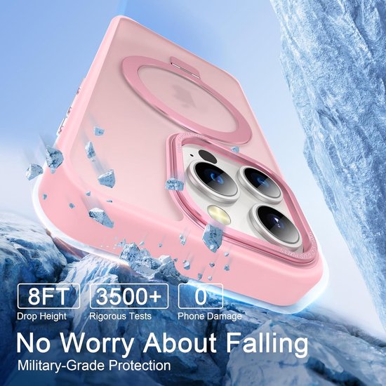 iPhone 17 Pro Hoesjes – MagSafe Backcover met Standaard – Schokbestendig – Incl. 2x Screenprotector – Roze-Ilumina Benelux