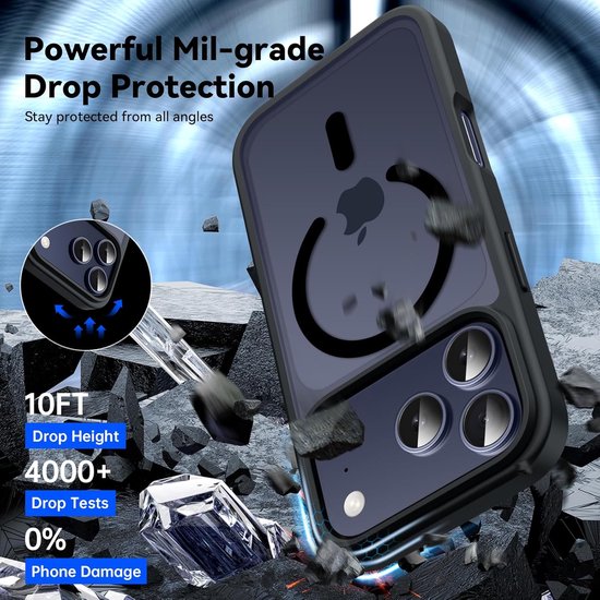 iPhone 17 Pro Hoesjes – MagSafe-Compatibel – Magnetische Backcover – Krasbestendig & Slank – Zwart-Ilumina Benelux