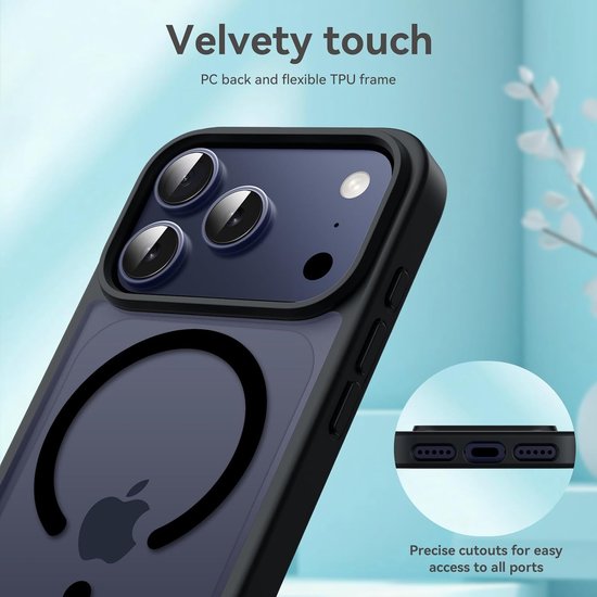 iPhone 17 Pro Hoesjes – MagSafe-Compatibel – Magnetische Backcover – Krasbestendig & Slank – Zwart-Ilumina Benelux