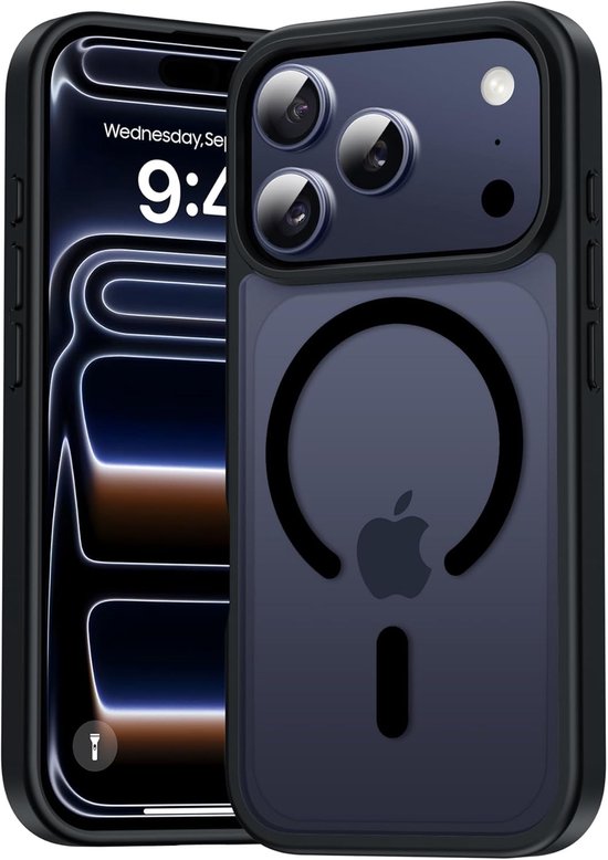 iPhone 17 Pro Hoesjes – MagSafe-Compatibel – Magnetische Backcover – Krasbestendig & Slank – Zwart-Ilumina Benelux