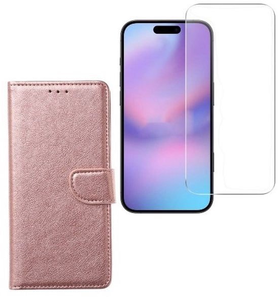 iPhone 17 Pro Max Hoesjes – Bookcase – Magneetsluiting – Inclusief 2x Screenprotector – Roségoud-Ilumina Benelux