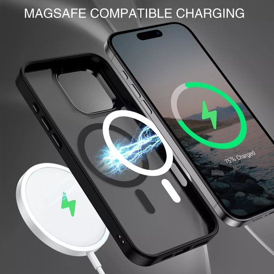 iPhone 17 Pro Max Hoesjes – MagSafe Backcover – Schokbestendig – Incl. 2x Screenprotector – Grijs-Ilumina Benelux